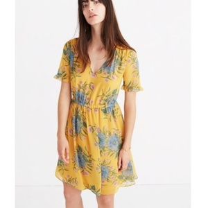 Madewell Ruffle-Sleeve Dress Painted Blooms